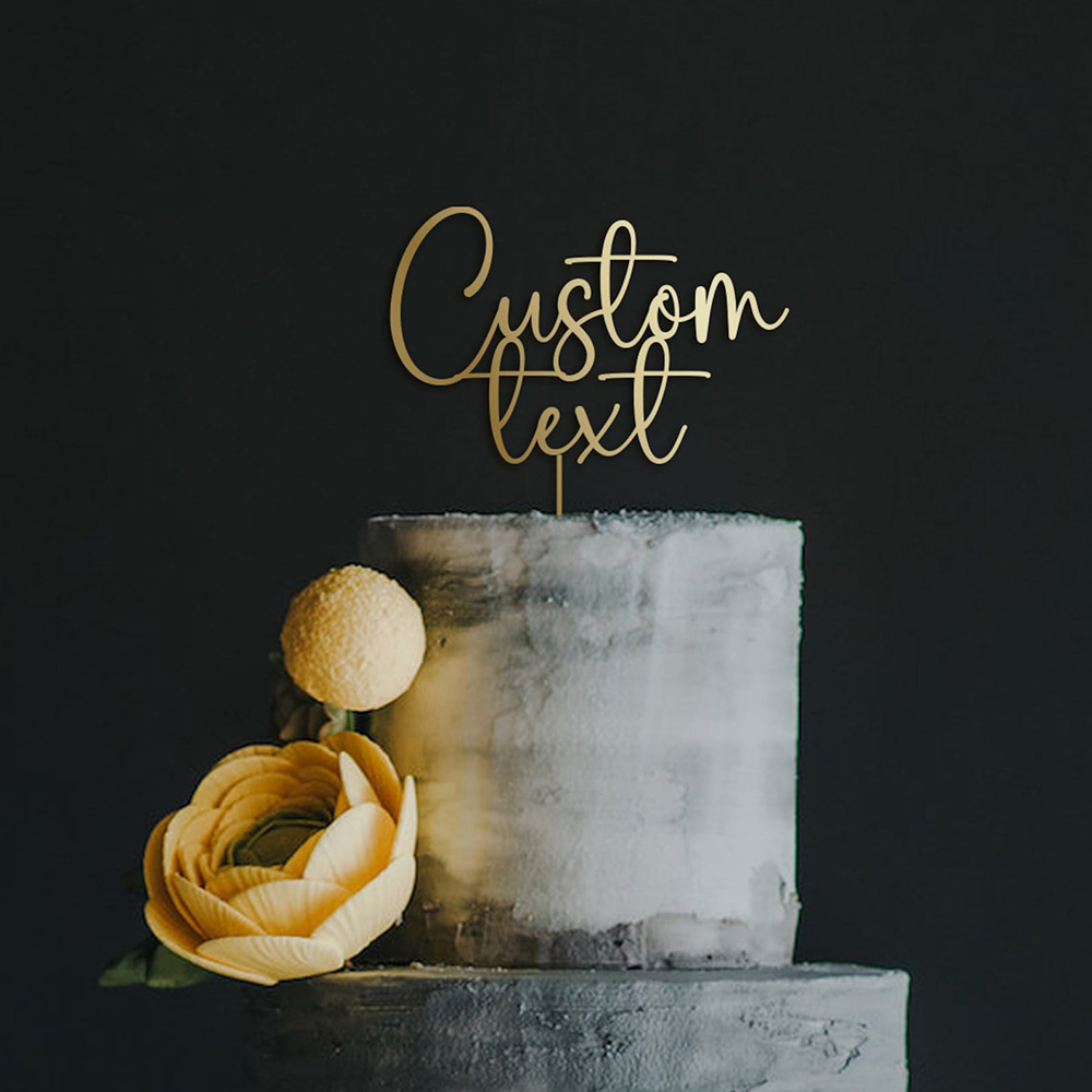 Wedding Ceremony Supply - Topper de bolo acrílico dourado com