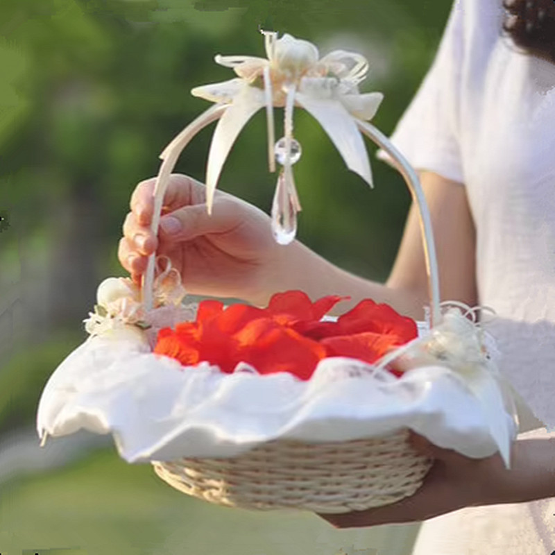 Flower Girl Basket - Cesta de flor para meninas, renda