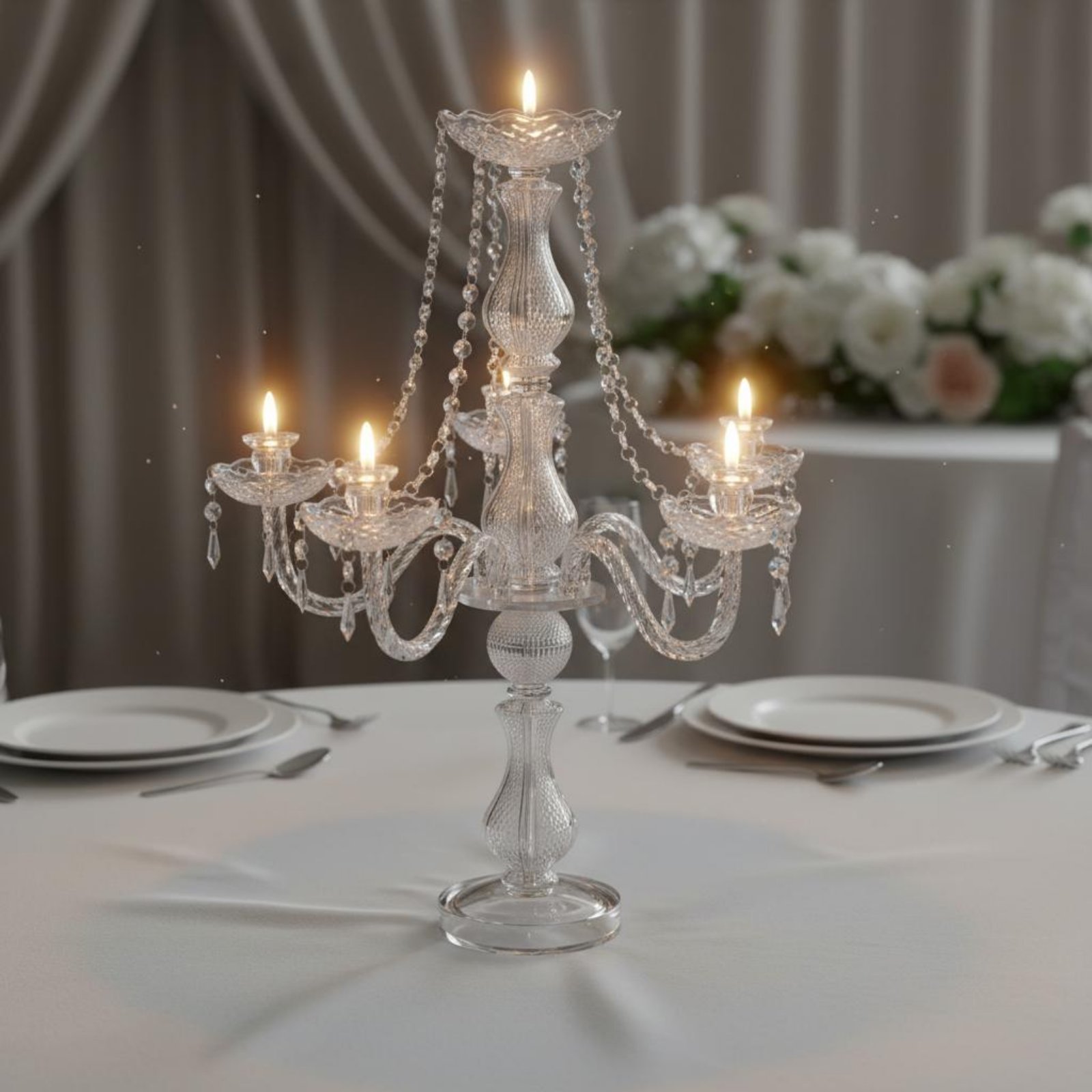 Wedding Decoration Supply - Candelabro de Cristal Elegante para Casamento,