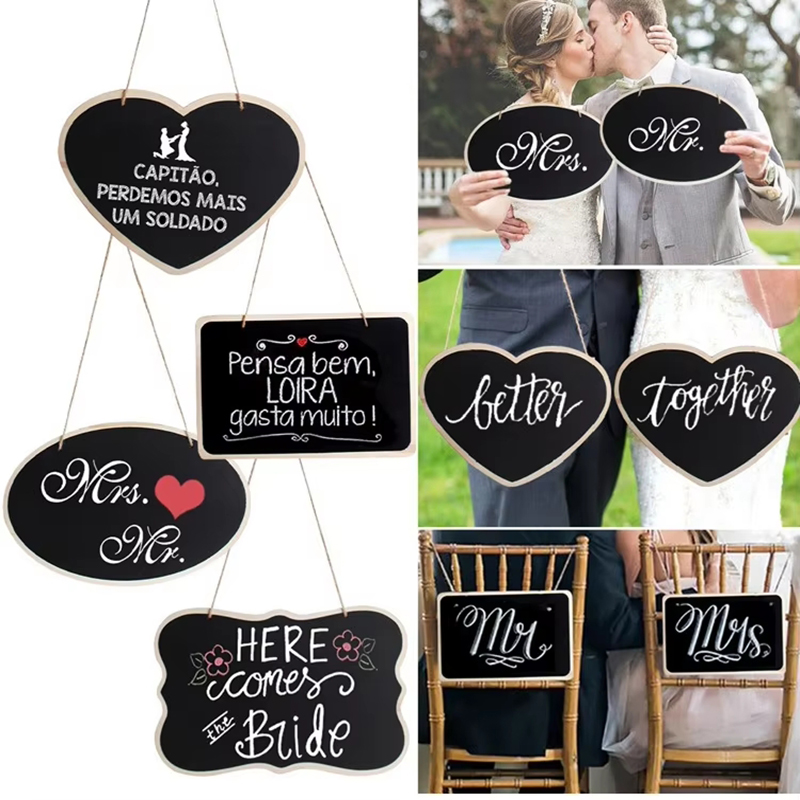 Wedding Ceremony Supply - Quadro negro de madeira rústico para