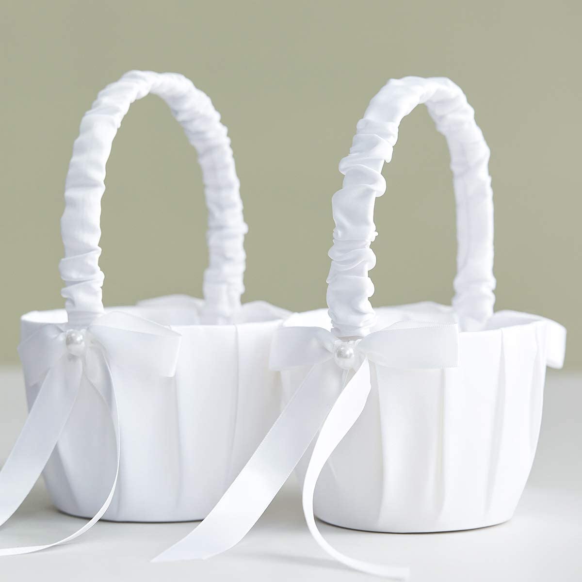Cesta de flores branca de 20cm - Flower Girl Basket avaliação e preço