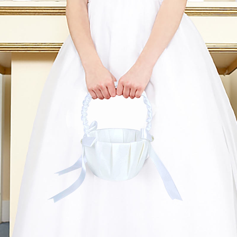 Cesta de flores branca de 20cm - Flower Girl Basket avaliação e preço